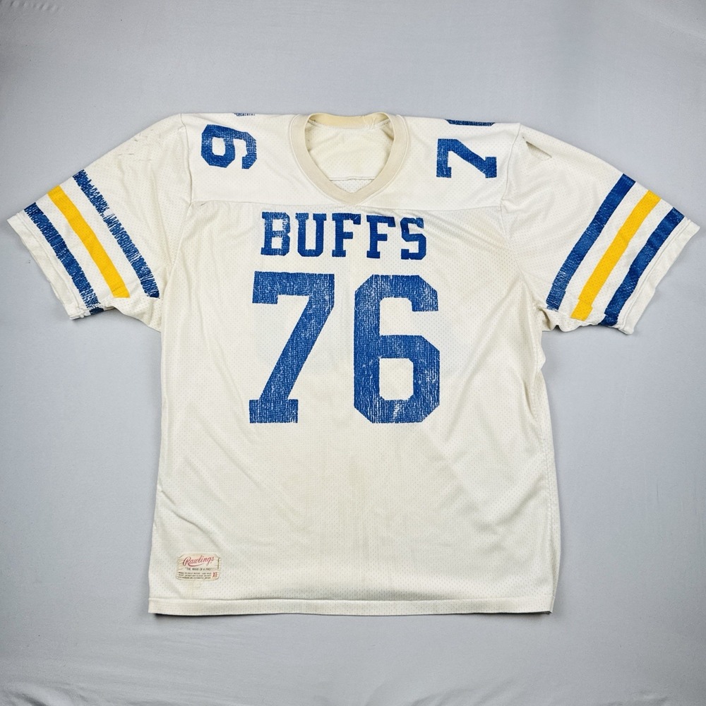 Vintage 70s Rawlings BUFFS #76 Football Jersey Mesh USA Made XL